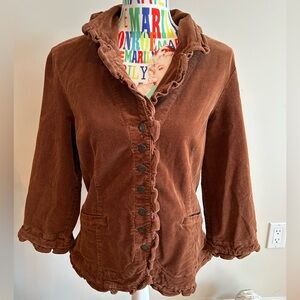 Vintage AMX Brown Ruffled Women's Corduroy Jacket